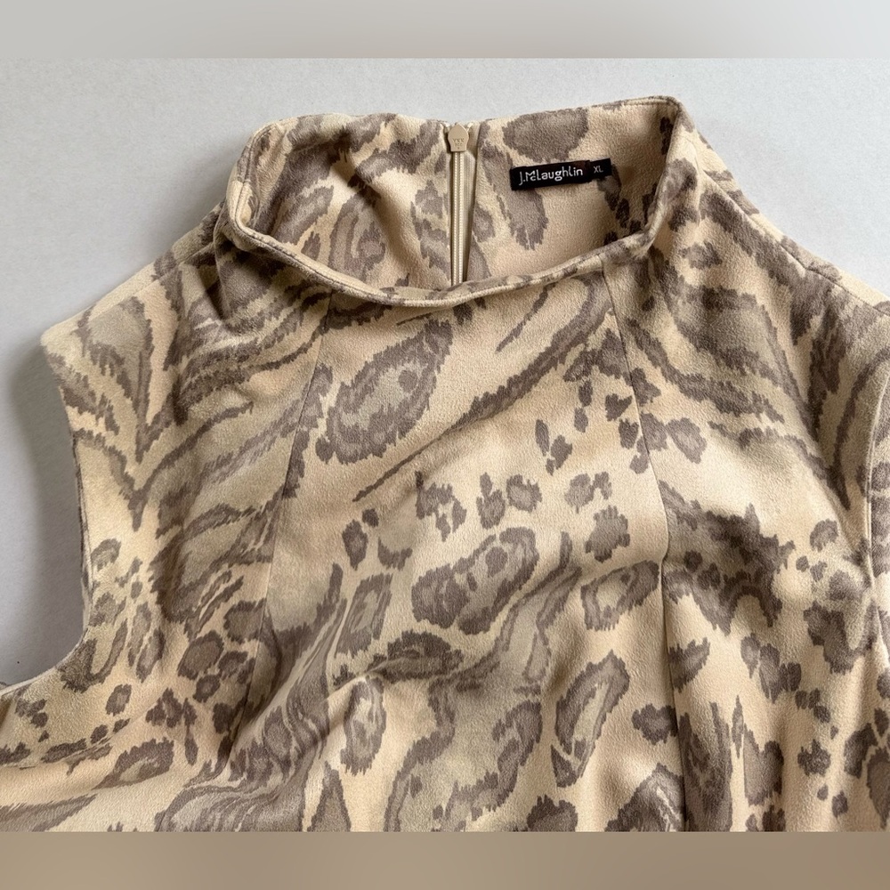 J Mclaughlin Women’s Xl Chic Beige Patterned Midi… - image 3